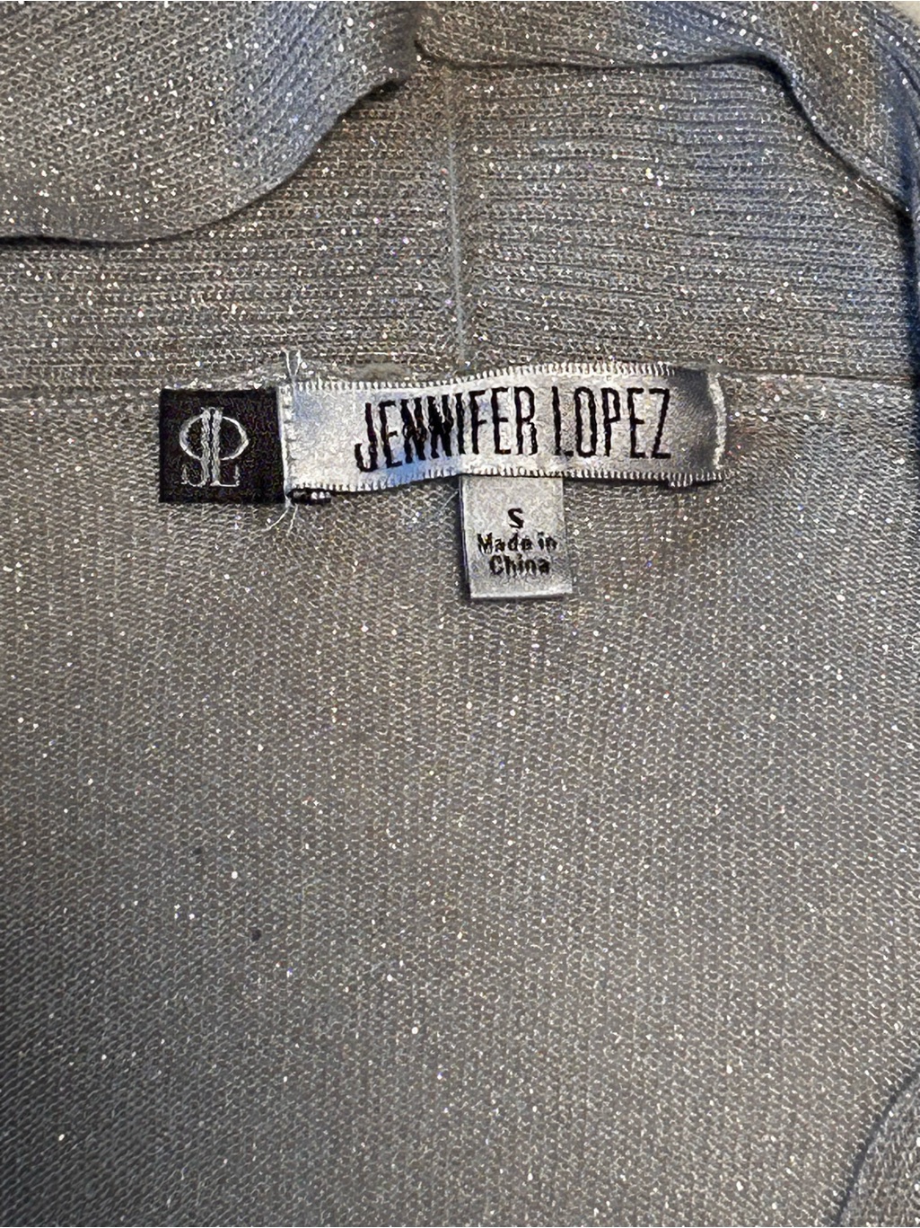 Jennifer Lopez Silver-Gray Draped V-Neck Wrap Sweater — image 3 of 4
